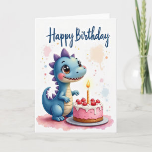 Tarjeta de cumpleaños dulce criatura azul