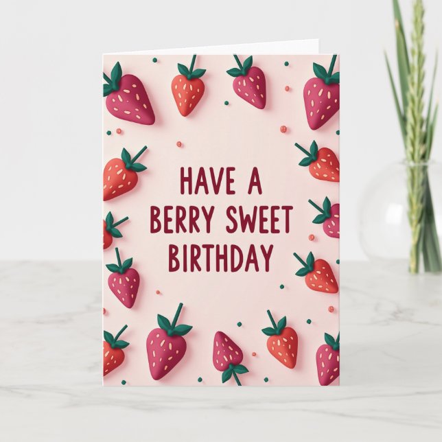 Tarjeta de cumpleaños dulce de fresa (Anverso)