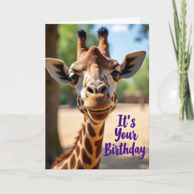 Tarjeta de cumpleaños dulce de jirafa (Anverso)