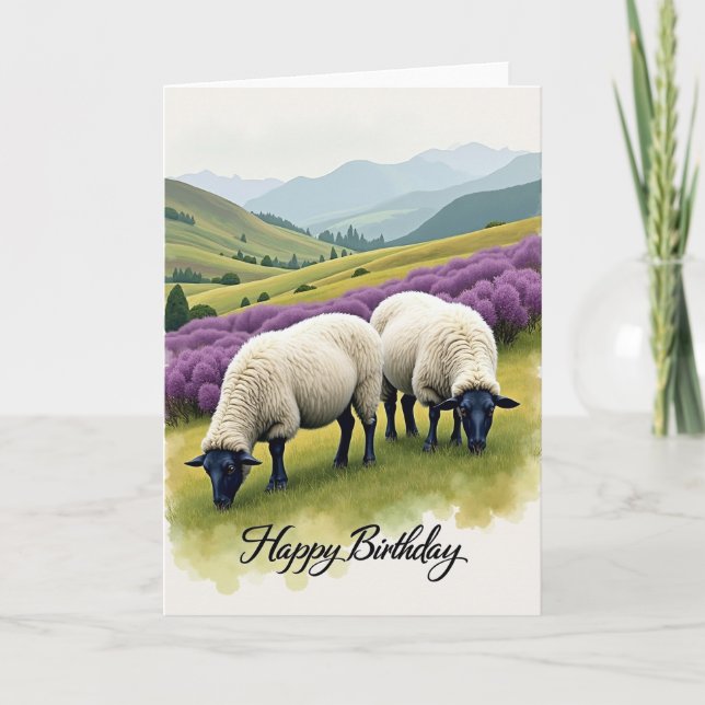 Tarjeta de cumpleaños dulce de oveja lanuda (Anverso)