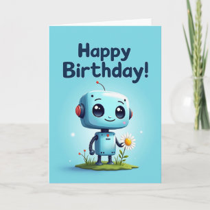 Tarjeta de cumpleaños dulce de robots