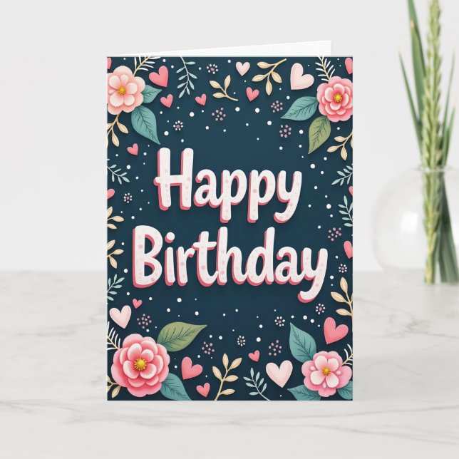 Tarjeta de cumpleaños dulce en 3D con letras (Anverso)