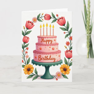 Tarjeta de cumpleaños dulce escalonada