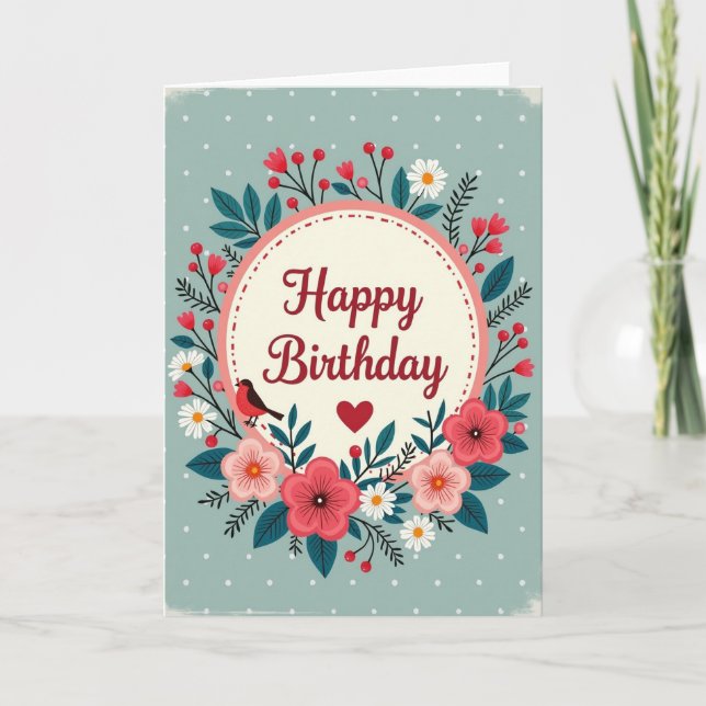 Tarjeta de Cumpleaños Dulce Floral (Anverso)