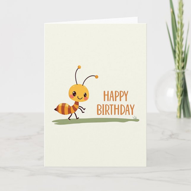 Tarjeta de cumpleaños dulce insecto (Anverso)