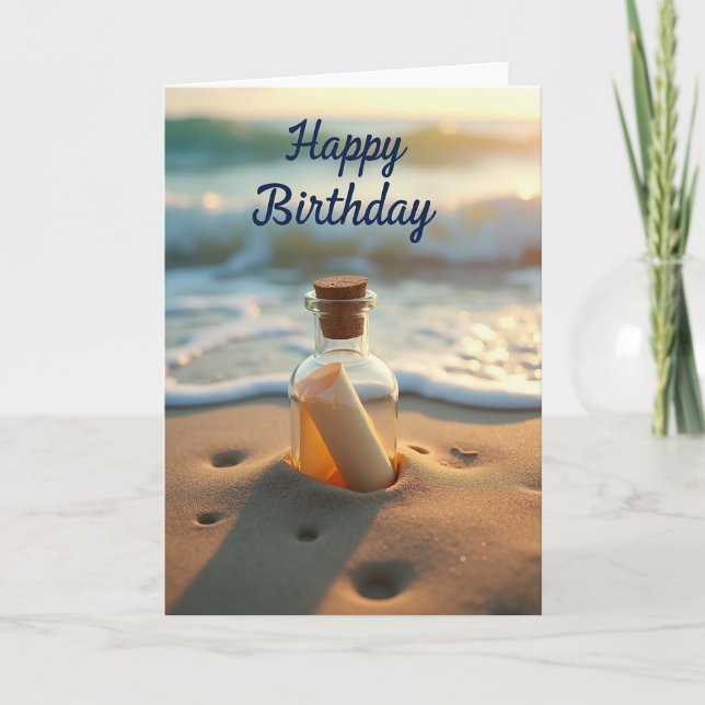 Tarjeta de cumpleaños dulce mensaje de playa (Anverso)
