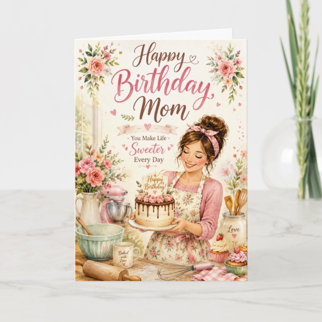 Tarjeta de cumpleaños dulce para hornear para mamá (Anverso)