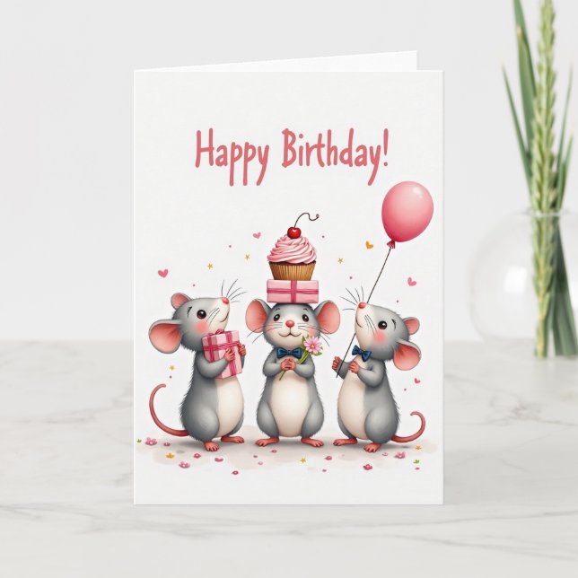 Tarjeta de cumpleaños dulce para roedores (Anverso)
