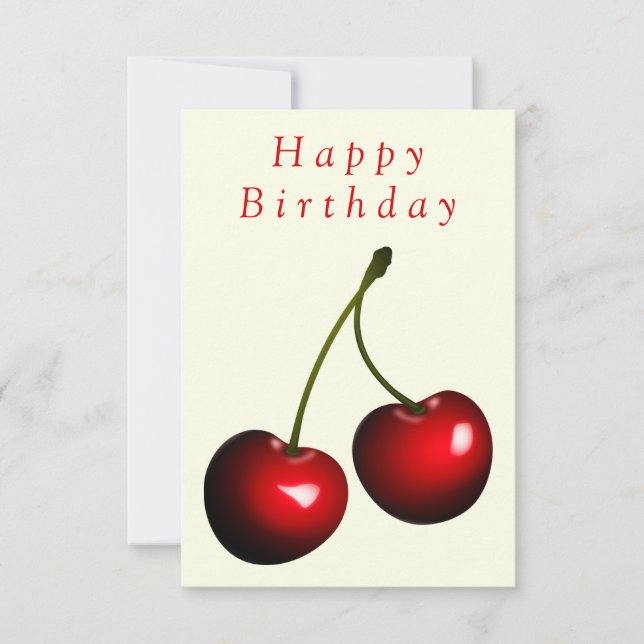 Tarjeta de Cumpleaños Dulce Rojo Cherry - Su Nombr (Anverso)