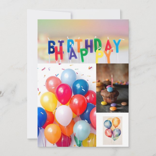 Tarjeta de cumpleaños dulce y divertida – Happy Bi (Anverso)
