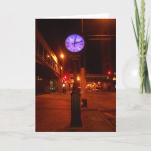 Tarjeta de cumpleaños "Duluth Purple Street Clock"