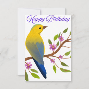 Tarjeta de cumpleaños duradera con un pájaro color