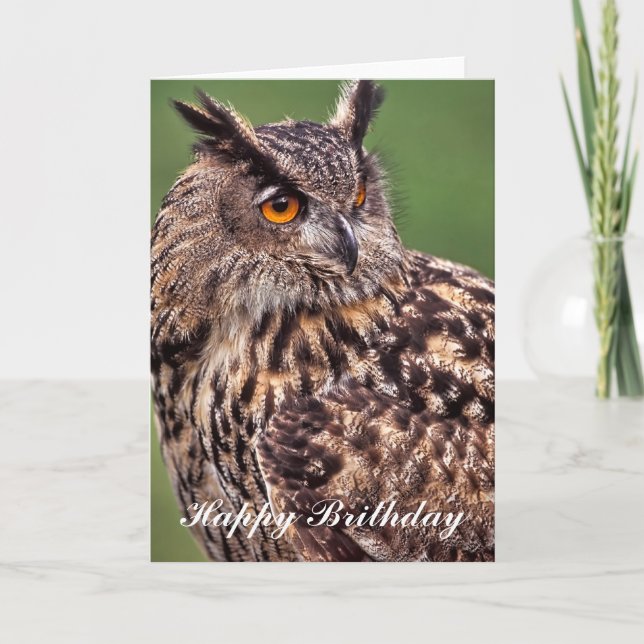 Tarjeta de cumpleaños Eagle Owl (Anverso)