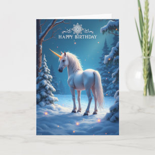 Tarjeta de cumpleaños ecuestre de invierno