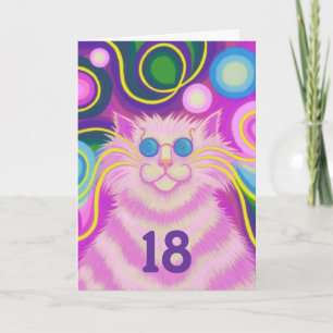 Tarjeta de cumpleaños "Edad" rosa-delgada para gat