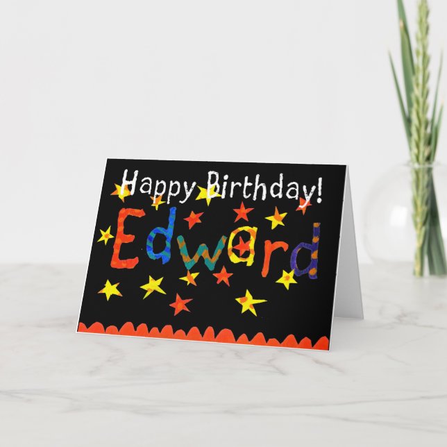 Tarjeta de cumpleaños 'Edward' (negro) (Anverso)
