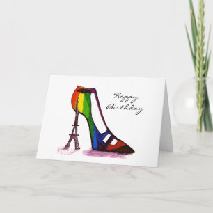 Tarjeta de cumpleaños Eiffel Tower Fantasy Shoe