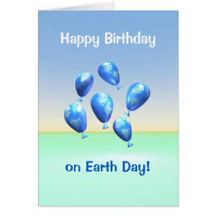 Tarjeta de cumpleaños el Día de la Tierra con glob