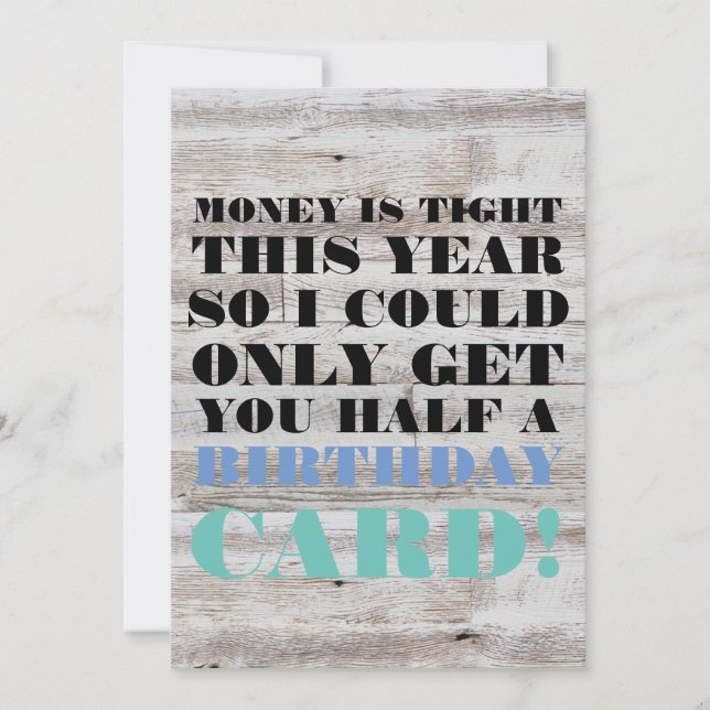 Tarjeta de cumpleaños - El dinero está ajustado es (Anverso)
