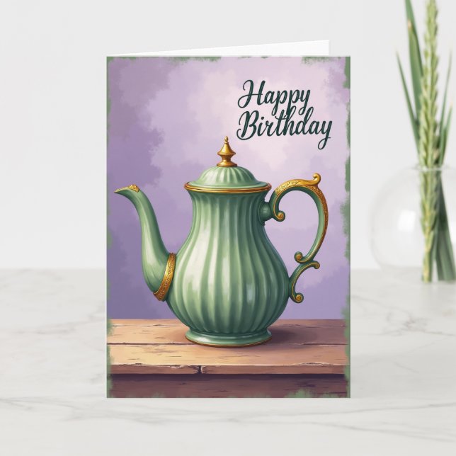 Tarjeta de cumpleaños Elegant Sage Pot (Anverso)