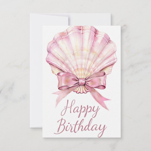 Tarjeta de cumpleaños elegante con acuarela y bord (Anverso)