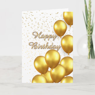 Tarjeta de cumpleaños elegante con globos blancos