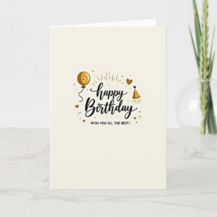 Tarjeta de cumpleaños elegante con letra dorada