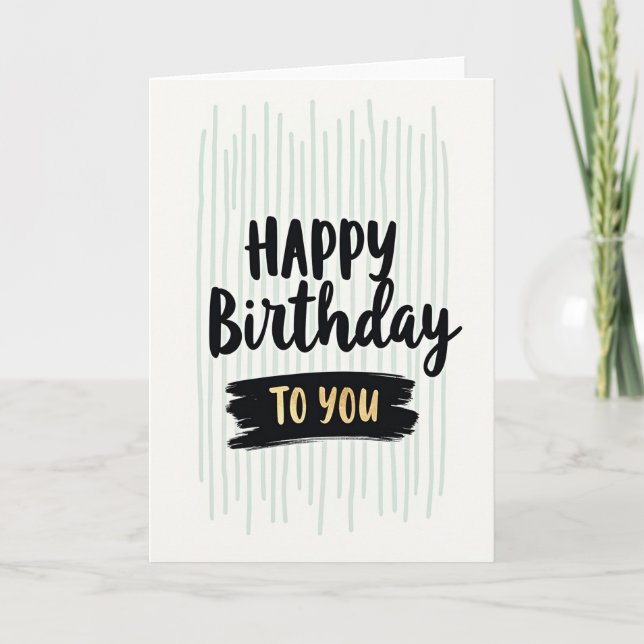 Tarjeta de cumpleaños elegante con letra dorada (Anverso)