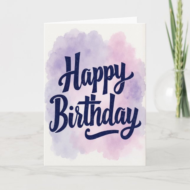 Tarjeta de cumpleaños elegante con letra índigo (Anverso)
