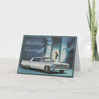 Tarjeta de cumpleaños elegante de Blue Cadillac