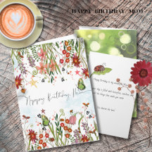 Tarjeta de cumpleaños elegante de floral acuarela 