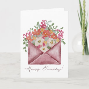 Tarjeta de cumpleaños elegante de Floral moderna