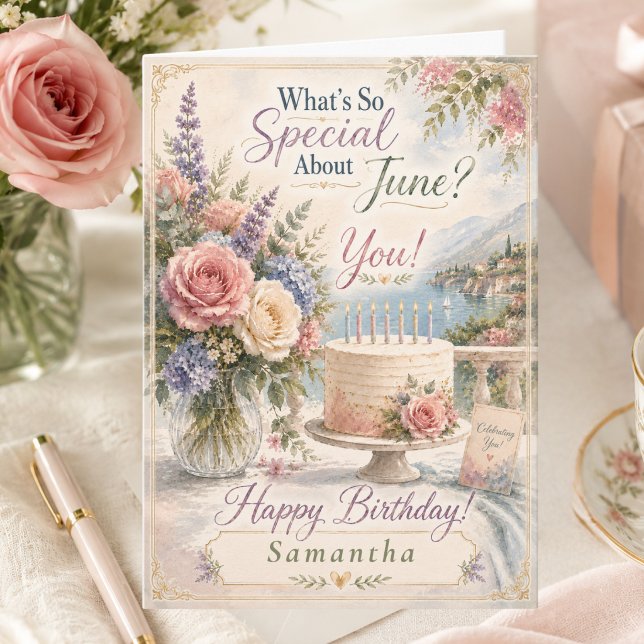Tarjeta de cumpleaños elegante de junio con nombre (Subido por el creador)