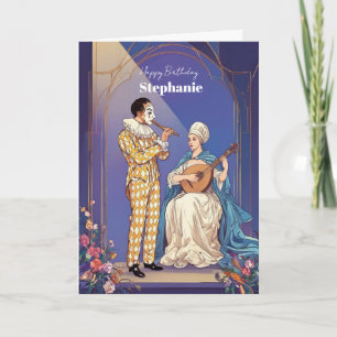 Tarjeta de cumpleaños elegante de la época del Ren