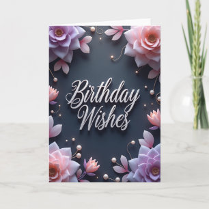 Tarjeta de cumpleaños elegante de plata