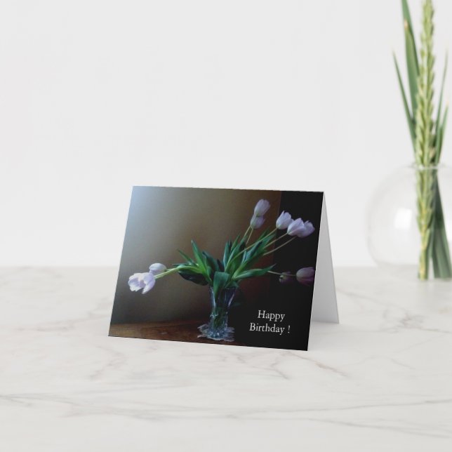 Tarjeta de cumpleaños elegante del tulipán de la (Anverso)