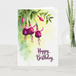 Tarjeta de cumpleaños elegante floral acuarela
