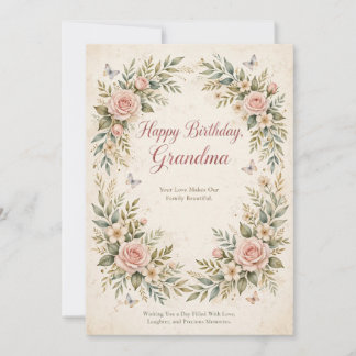 Tarjeta de cumpleaños elegante floral Feliz cumple