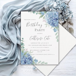 Tarjeta de Cumpleaños Elegante Floral Hortensia Az