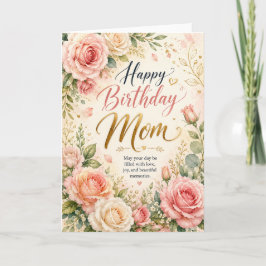 Tarjeta de cumpleaños elegante floral para mamá