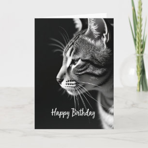 Tarjeta de cumpleaños elegante gato cálido