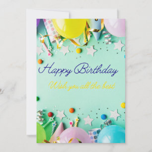 Tarjeta de cumpleaños elegante - Globos coloridos