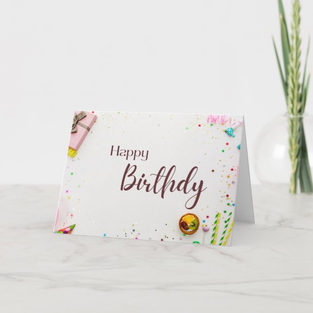 Tarjeta de Cumpleaños Elegante - Moderna y con Est (Anverso)