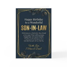 Tarjeta de cumpleaños elegante para el yerno en az