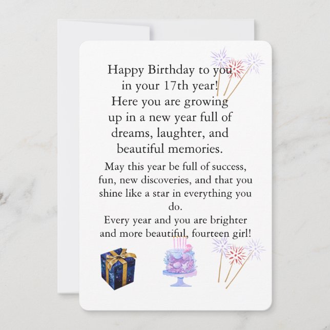 Tarjeta de cumpleaños elegante para ella – Saludo  (Anverso)