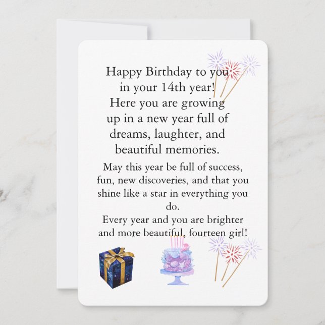 Tarjeta de cumpleaños elegante para ella – Saludo  (Anverso)