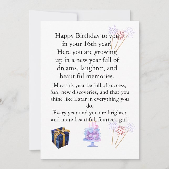 Tarjeta de cumpleaños elegante para ella – Saludo  (Anverso)
