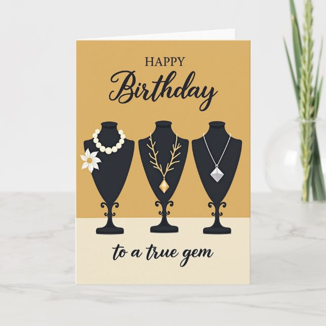 Tarjeta de cumpleaños elegante perlada (Anverso)