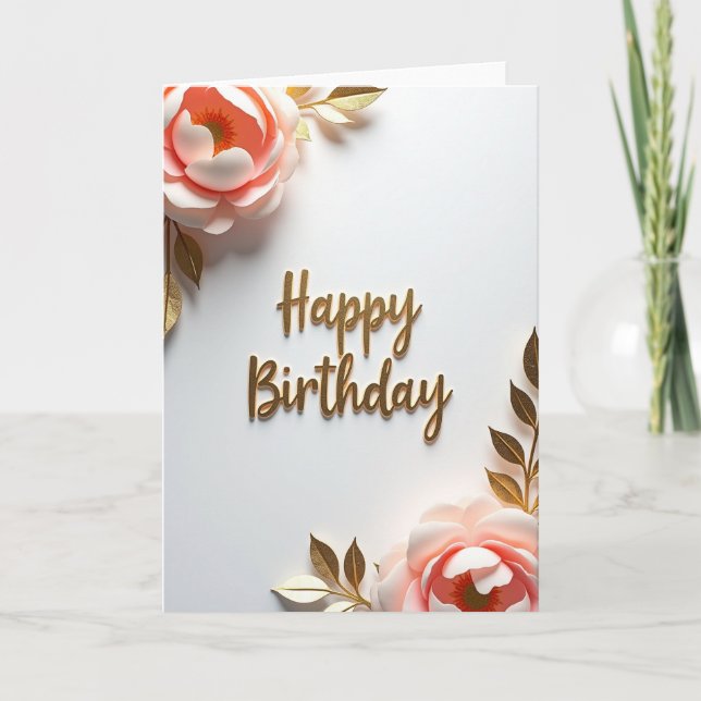 Tarjeta de cumpleaños Elegante Rubor (Anverso)