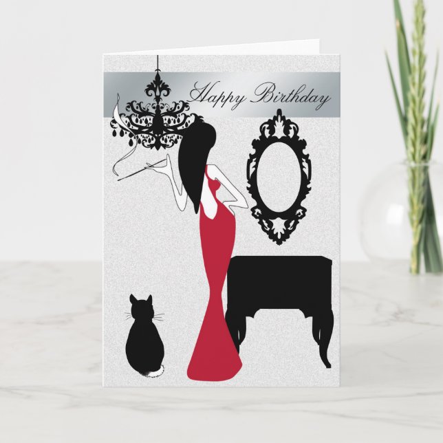 Tarjeta de cumpleaños elegante y de Moda (Anverso)